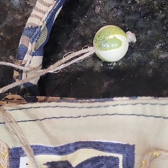 Canvas Blue, Green Tan, Orange Beach Theme Bag Purse Palm Trees, Hibiscus, Surf - Picture 6 of 14